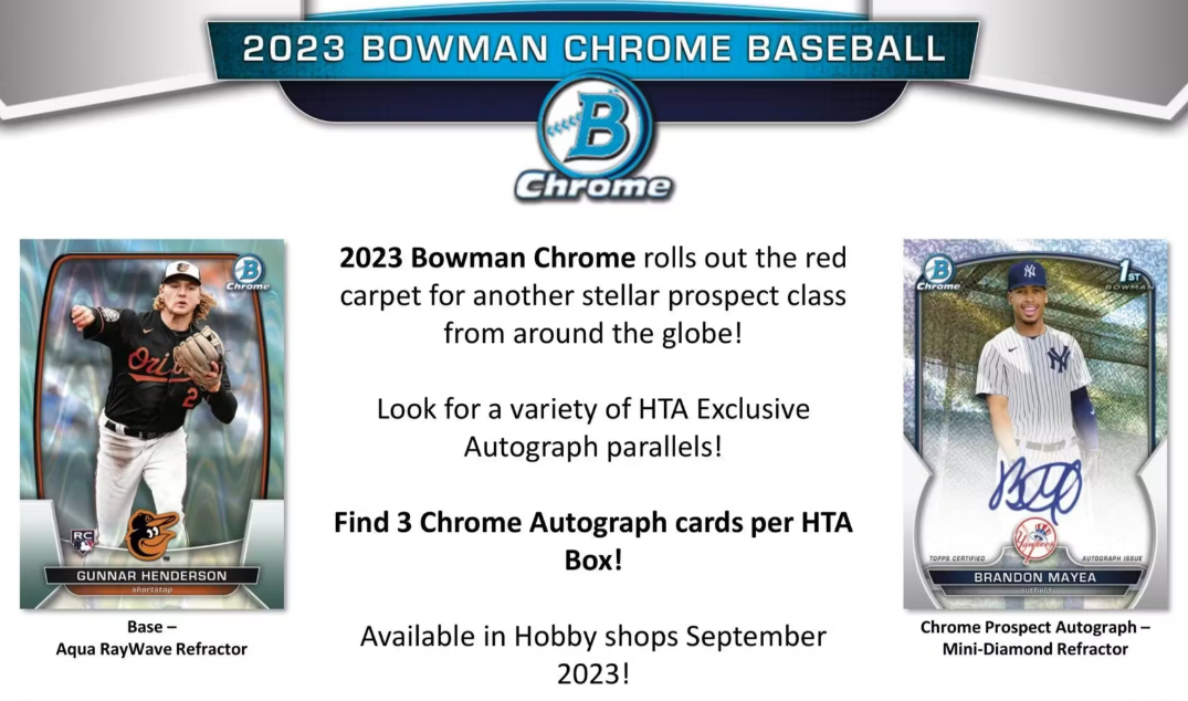 Bowman Chrome HTA Choice 2023 Hobby Box (3 Autos Per Box!)